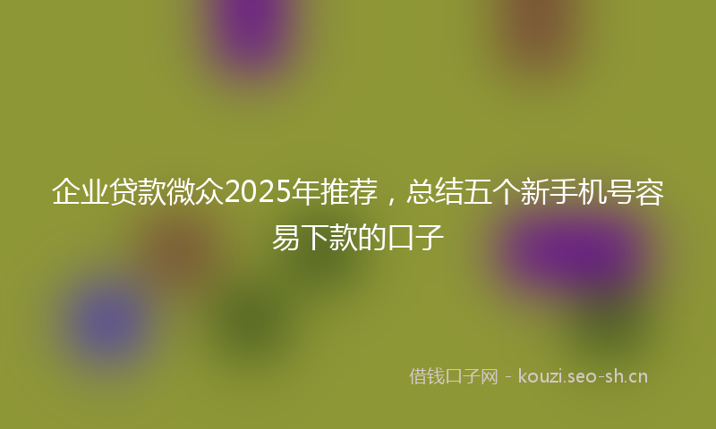 企业贷款微众2025年推荐，总结五个新手机号容易下款的口子