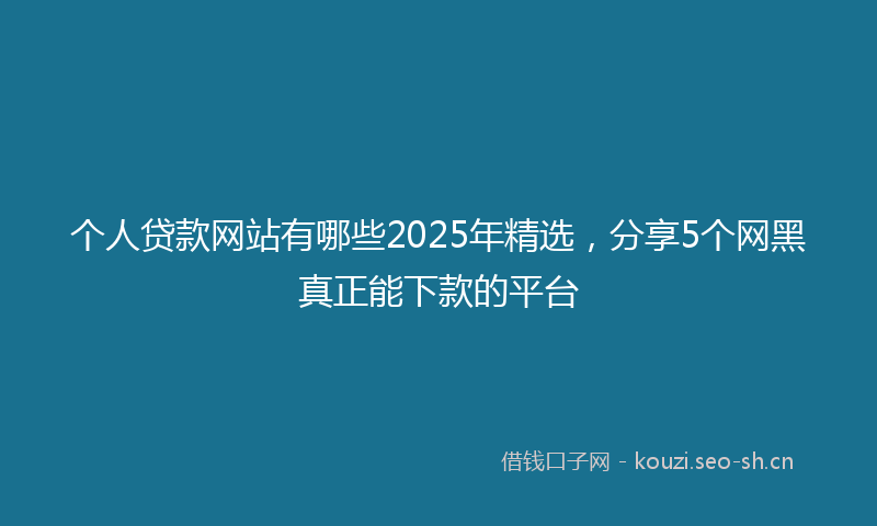 个人贷款网站有哪些2025年精选，分享5个网黑真正能下款的平台