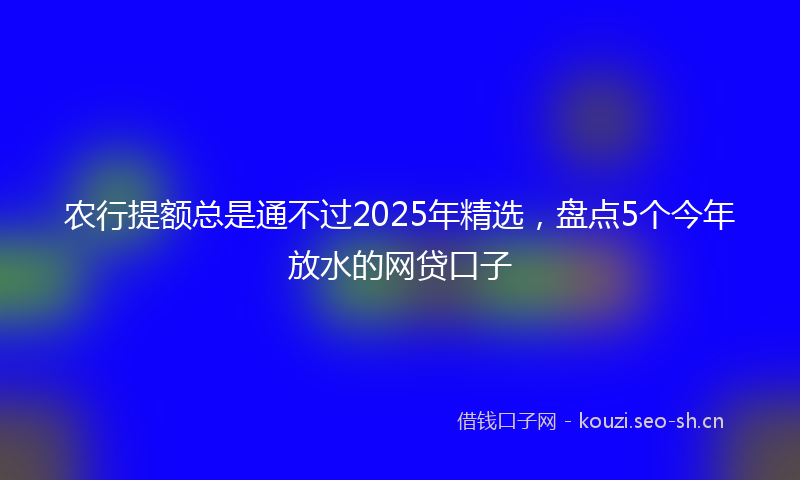 农行提额总是通不过2025年精选，盘点5个今年放水的网贷口子