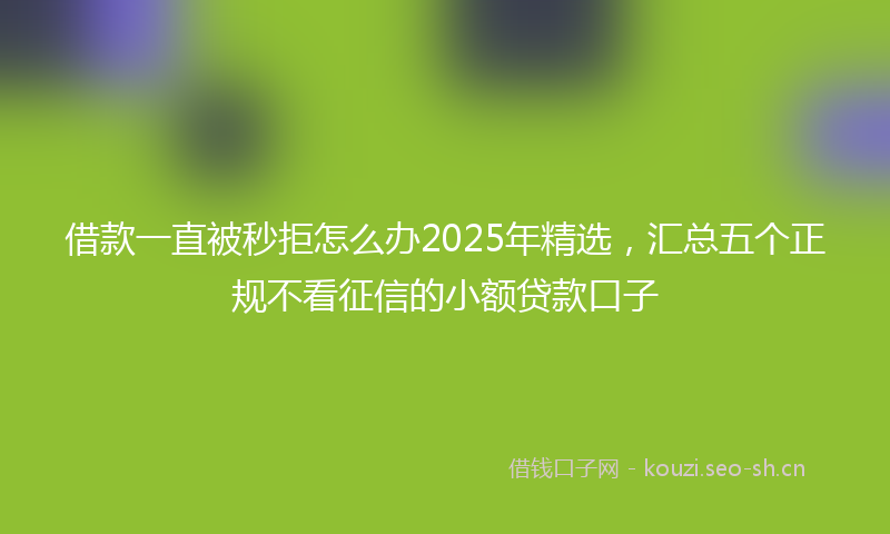 借款一直被秒拒怎么办2025年精选，汇总五个正规不看征信的小额贷款口子