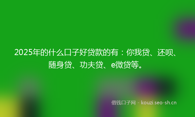 2025年的什么口子好贷款的有：你我贷、还呗、随身贷、功夫贷、e微贷等。