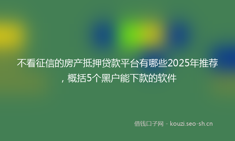 不看征信的房产抵押贷款平台有哪些2025年推荐,概括5个黑户能下款的软件