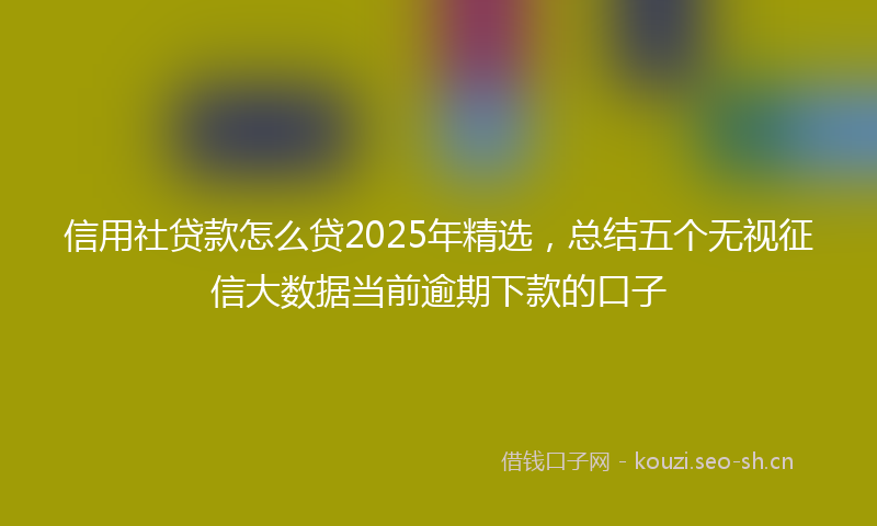 信用社贷款怎么贷2025年精选，总结五个无视征信大数据当前逾期下款的口子