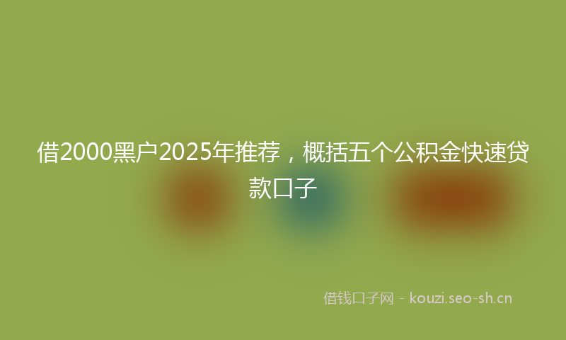 借2000黑户2025年推荐，概括五个公积金快速贷款口子