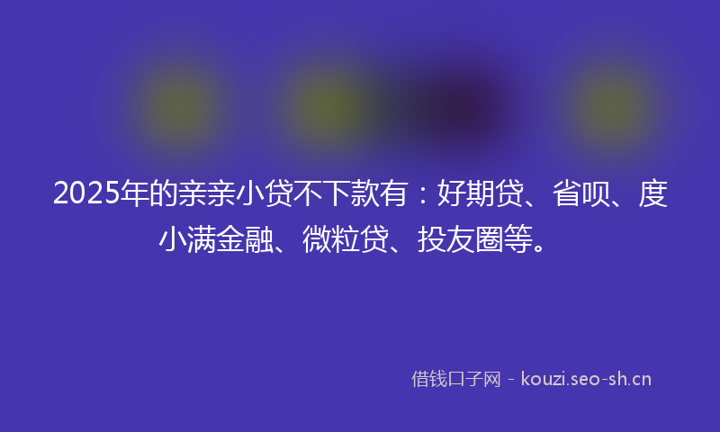 2025年的亲亲小贷不下款有：好期贷、省呗、度小满金融、微粒贷、投友圈等。