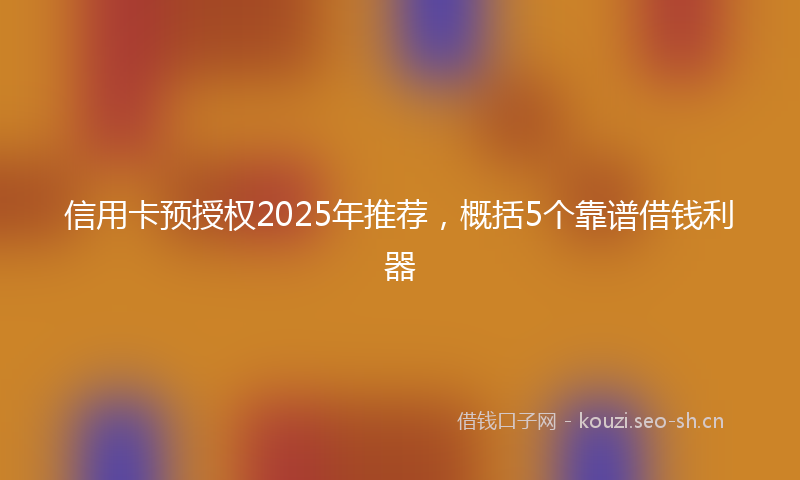 信用卡预授权2025年推荐，概括5个靠谱借钱利器
