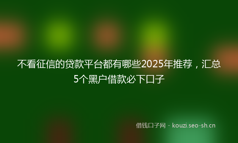 不看征信的贷款平台都有哪些2025年推荐,汇总5个黑户借款必下口子