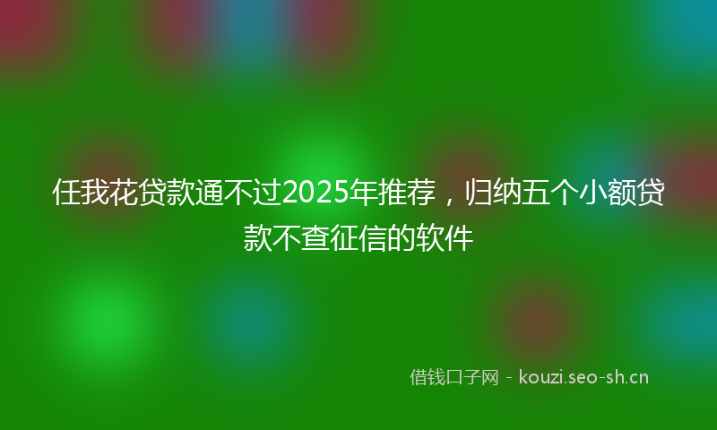 任我花贷款通不过2025年推荐，归纳五个小额贷款不查征信的软件