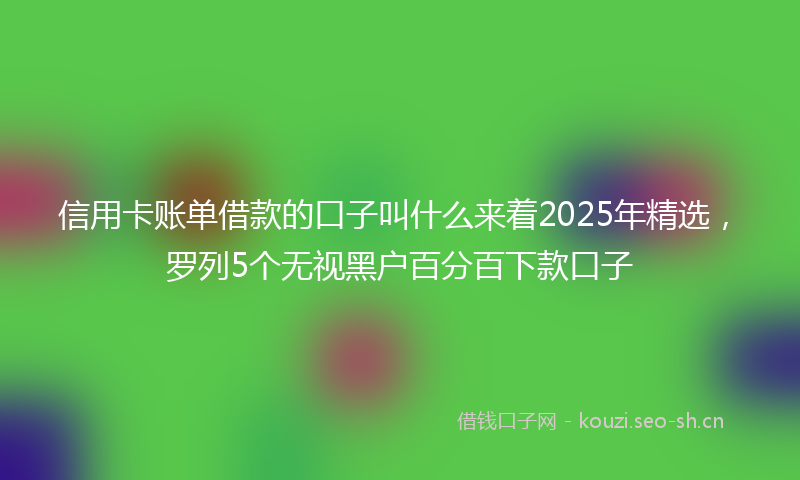 信用卡账单借款的口子叫什么来着2025年精选，罗列5个无视黑户百分百下款口子