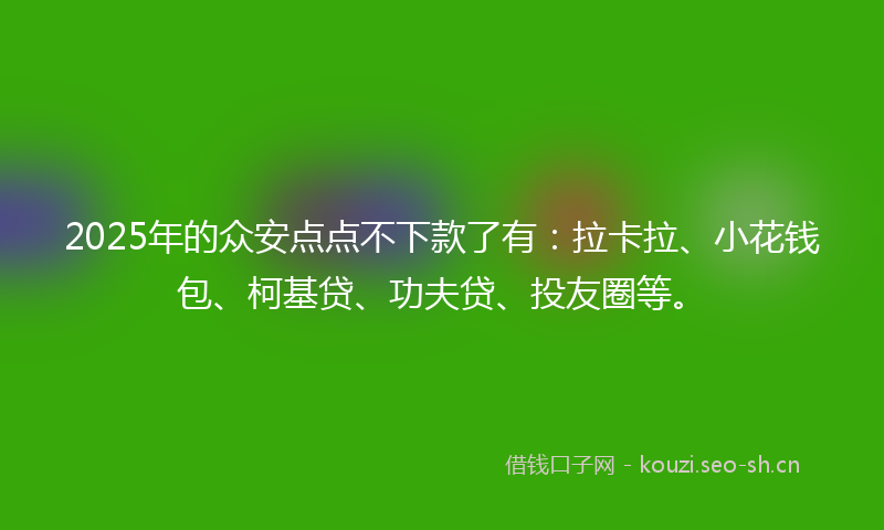 2025年的众安点点不下款了有：拉卡拉、小花钱包、柯基贷、功夫贷、投友圈等。