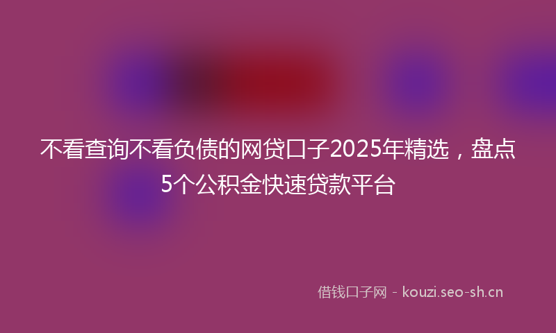 不看查询不看负债的网贷口子2025年精选，盘点5个公积金快速贷款平台
