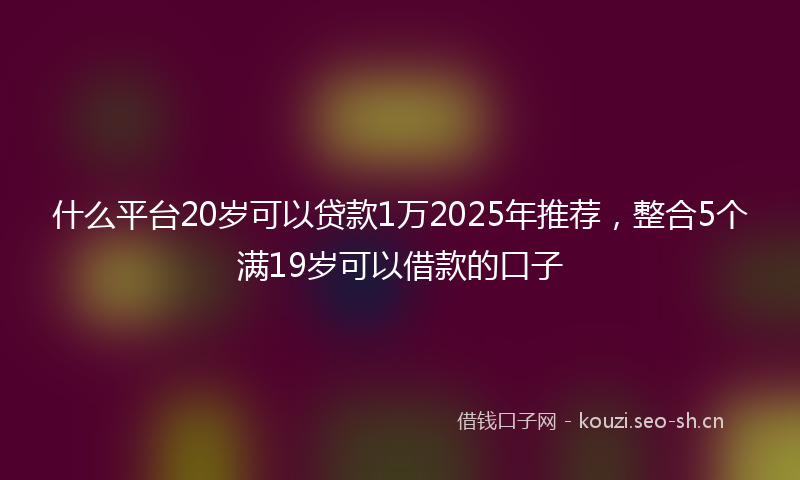 什么平台20岁可以贷款1万2025年推荐，整合5个满19岁可以借款的口子