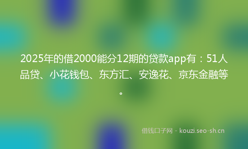 2025年的借2000能分12期的贷款app有：51人品贷、小花钱包、东方汇、安逸花、京东金融等。
