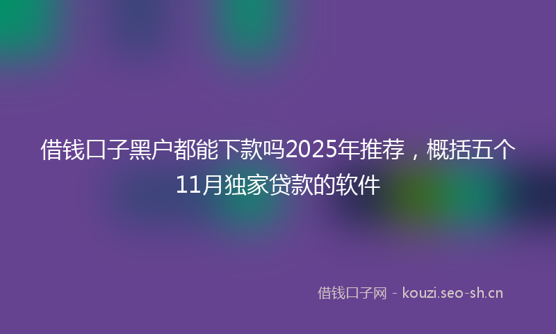 借钱口子黑户都能下款吗2025年推荐,概括五个11月独家贷款的软件
