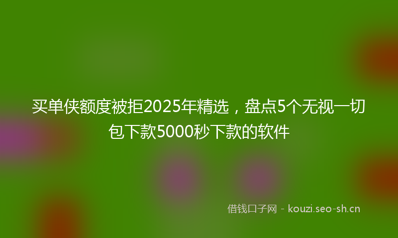 买单侠额度被拒2025年精选，盘点5个无视一切包下款5000秒下款的软件
