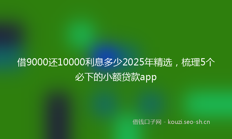 借9000还10000利息多少2025年精选，梳理5个必下的小额贷款app