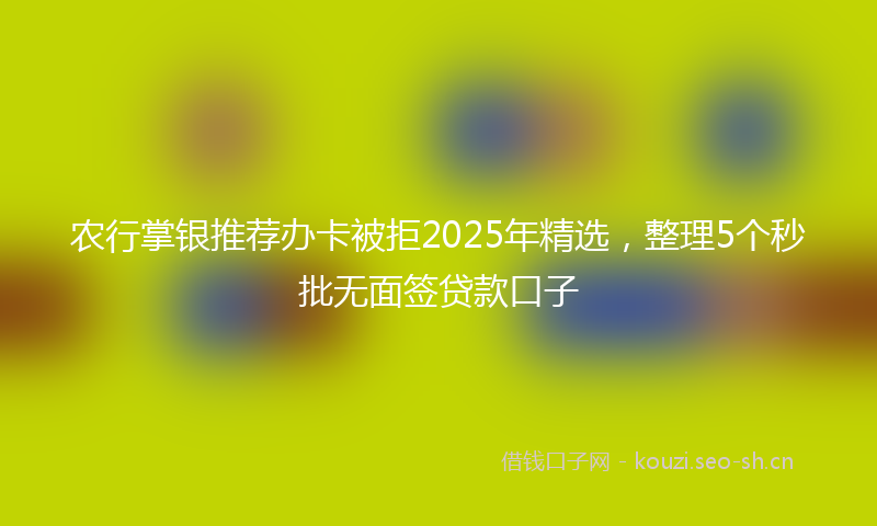 农行掌银推荐办卡被拒2025年精选，整理5个秒批无面签贷款口子