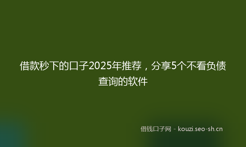 借款秒下的口子2025年推荐，分享5个不看负债查询的软件