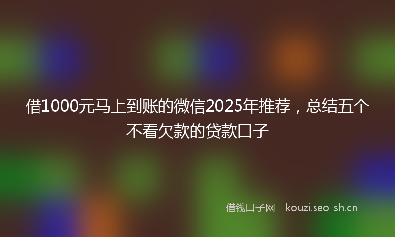 借1000元马上到账的微信2025年推荐,总结五个不看欠款的贷款口子