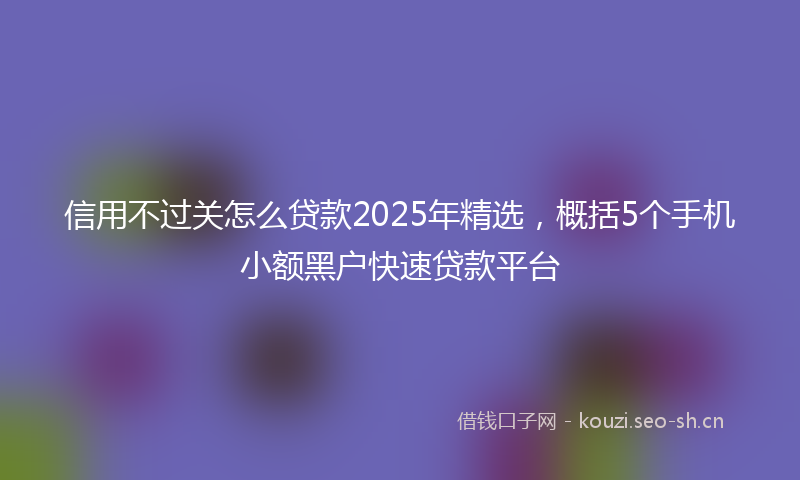 信用不过关怎么贷款2025年精选，概括5个手机小额黑户快速贷款平台