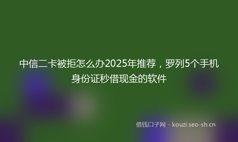 中信二卡被拒怎么办2025年推荐，罗列5个手机身份证秒借现金的软件
