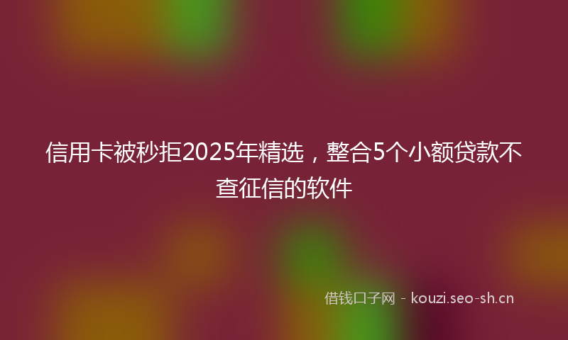 信用卡被秒拒2025年精选，整合5个小额贷款不查征信的软件