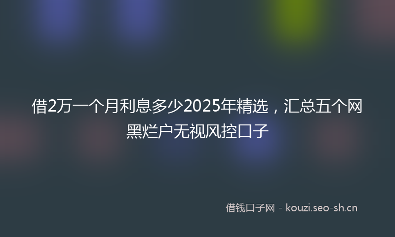 借2万一个月利息多少2025年精选，汇总五个网黑烂户无视风控口子