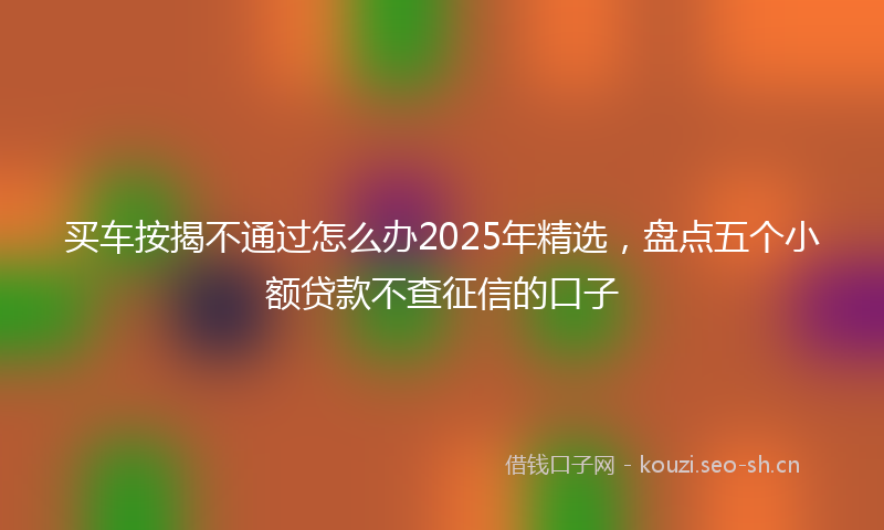 买车按揭不通过怎么办2025年精选，盘点五个小额贷款不查征信的口子