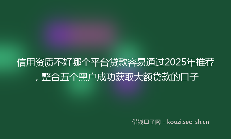 信用资质不好哪个平台贷款容易通过2025年推荐,整合五个黑户成功获取大额贷款的口子