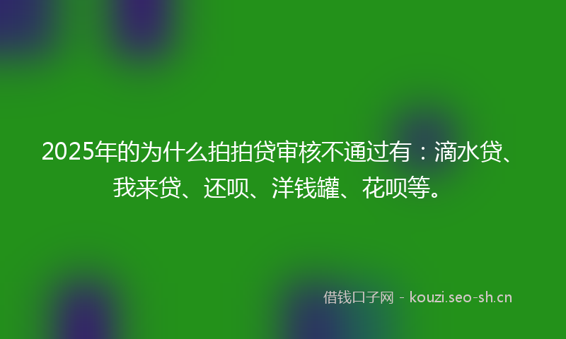 2025年的为什么拍拍贷审核不通过有：滴水贷、我来贷、还呗、洋钱罐、花呗等。