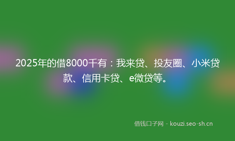 2025年的借8000千有：我来贷、投友圈、小米贷款、信用卡贷、e微贷等。