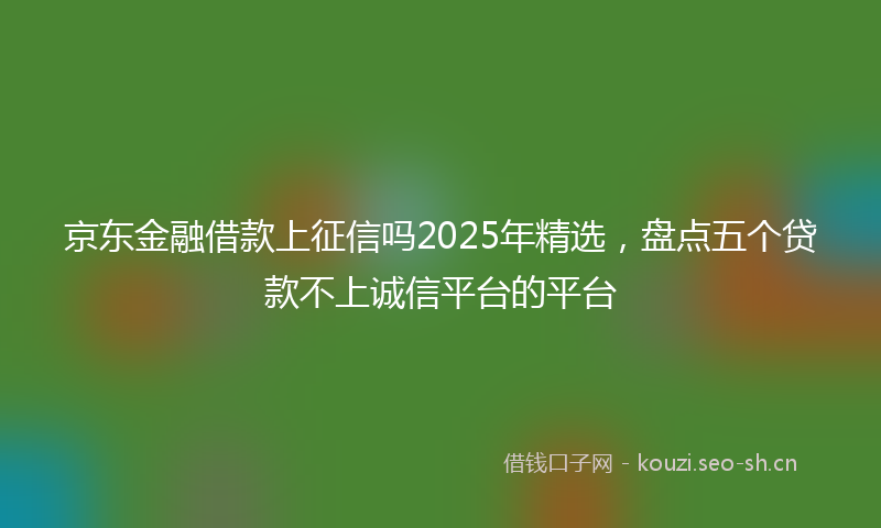 京东金融借款上征信吗2025年精选，盘点五个贷款不上诚信平台的平台