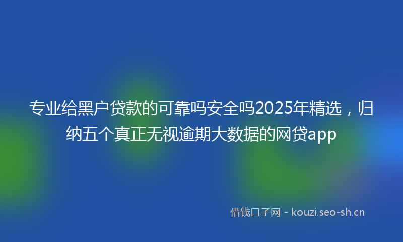 专业给黑户贷款的可靠吗安全吗2025年精选，归纳五个真正无视逾期大数据的网贷app