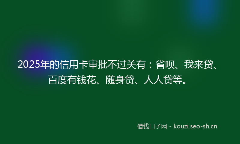 2025年的信用卡审批不过关有：省呗、我来贷、百度有钱花、随身贷、人人贷等。