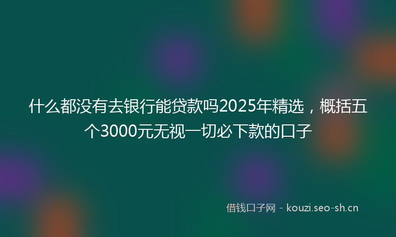 什么都没有去银行能贷款吗2025年精选,概括五个3000元无视一切必下款的口子
