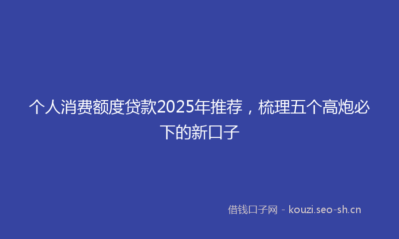 个人消费额度贷款2025年推荐，梳理五个高炮必下的新口子