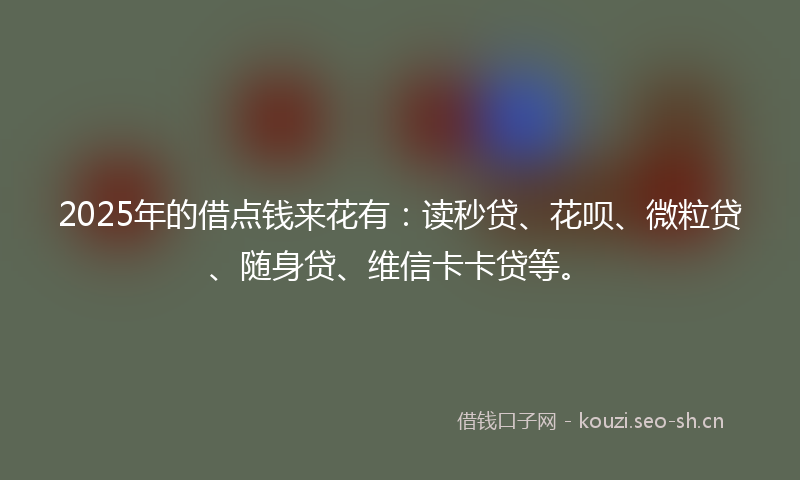 2025年的借点钱来花有：读秒贷、花呗、微粒贷、随身贷、维信卡卡贷等。