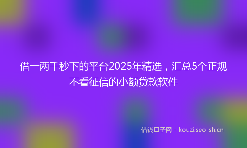 借一两千秒下的平台2025年精选，汇总5个正规不看征信的小额贷款软件