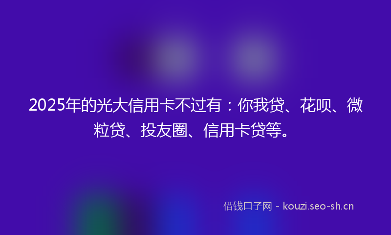 2025年的光大信用卡不过有：你我贷、花呗、微粒贷、投友圈、信用卡贷等。