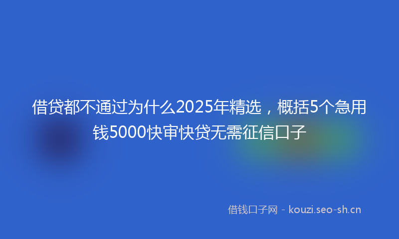 借贷都不通过为什么2025年精选,概括5个急用钱5000快审快贷无需征信口子