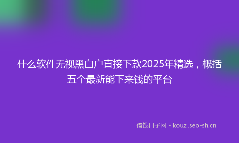什么软件无视黑白户直接下款2025年精选，概括五个最新能下来钱的平台