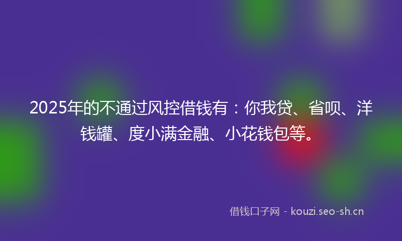 2025年的不通过风控借钱有：你我贷、省呗、洋钱罐、度小满金融、小花钱包等。