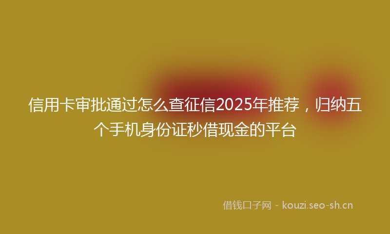 信用卡审批通过怎么查征信2025年推荐，归纳五个手机身份证秒借现金的平台