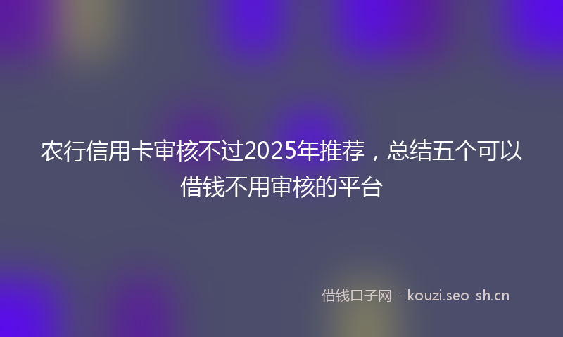 农行信用卡审核不过2025年推荐，总结五个可以借钱不用审核的平台
