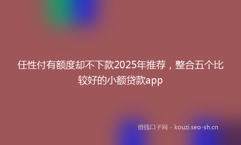 任性付有额度却不下款2025年推荐，整合五个比较好的小额贷款app