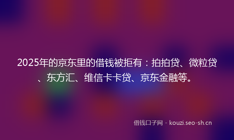 2025年的京东里的借钱被拒有：拍拍贷、微粒贷、东方汇、维信卡卡贷、京东金融等。
