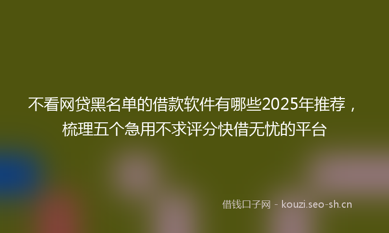 不看网贷黑名单的借款软件有哪些2025年推荐，梳理五个急用不求评分快借无忧的平台