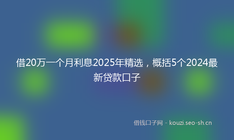 借20万一个月利息2025年精选，概括5个2024最新贷款口子
