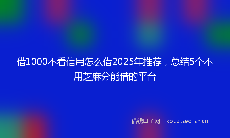 借1000不看信用怎么借2025年推荐，总结5个不用芝麻分能借的平台