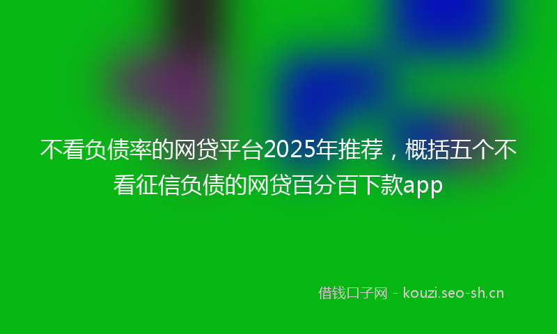 不看负债率的网贷平台2025年推荐，概括五个不看征信负债的网贷百分百下款app